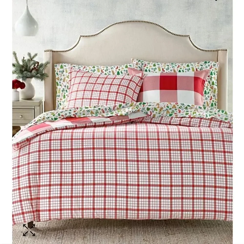 Red Check 100%Cotton Flannel Comforter, Twin ,Charter Club